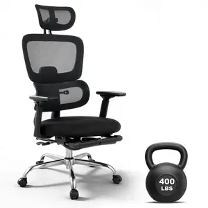 Ergonomic Mesh Office Chair, Adjustable Lumbar High-Back Office Chair 300 Lbs with 3D Headrest, 4D Flip-Up Armrests, Multi-Level Tilt & PU Wheels for Long Desk Work