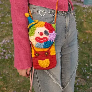 Handmade Crochet clown phone bag,ugly phone case，crochet bag | personalized trick or treat bags | adult halloween costume | Christmas gift|