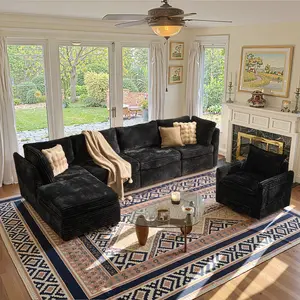 WEAXTY Modern L-Shaped Cloud Couch, Modular Sectional Sofa Set with Swivel Accent Chairs&Ottoman, Deep Seat Designed for Living Room, Bedroom, Premium Luxury【7 Packages Shipping】