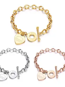 Women's Titanium Steel Heart Bracelet, Ot Clasp Design, Ideal Gift Choice, Suitable for Various Occasions, Elegant Jewelry Accessory, Exquisite Trendy Bracelet
