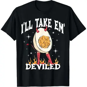graphic tees I'll Take 'Em Deviled Autumn Thanksgiving Funny Deviled Eggs T-Shirt Menswear Tops90s graphic tees