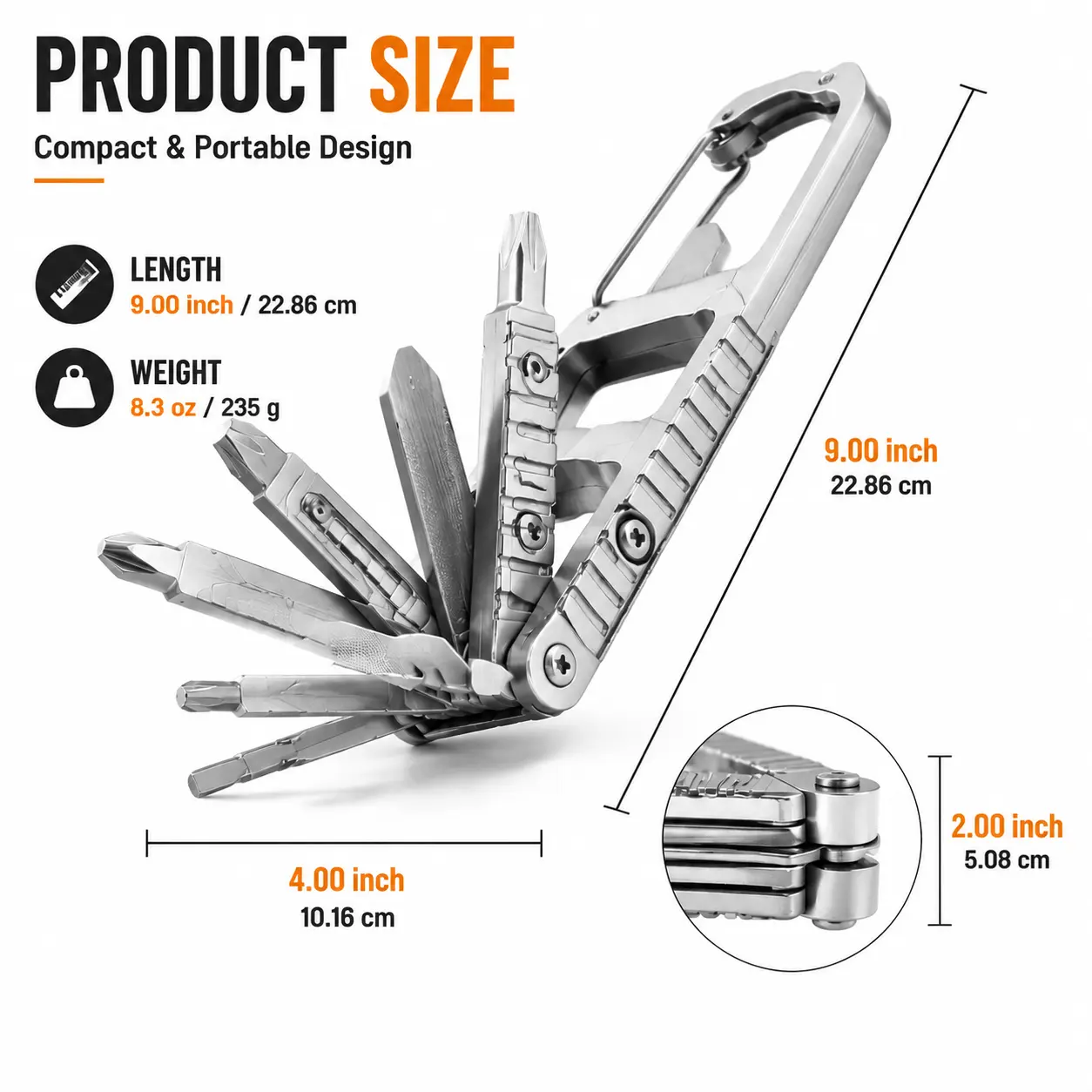 12 in 1 Multitool Cross Slot Hex Star Screwdriver Bit Box Bottle Opener Card Remover Stainless Steel Folding Multi Tool