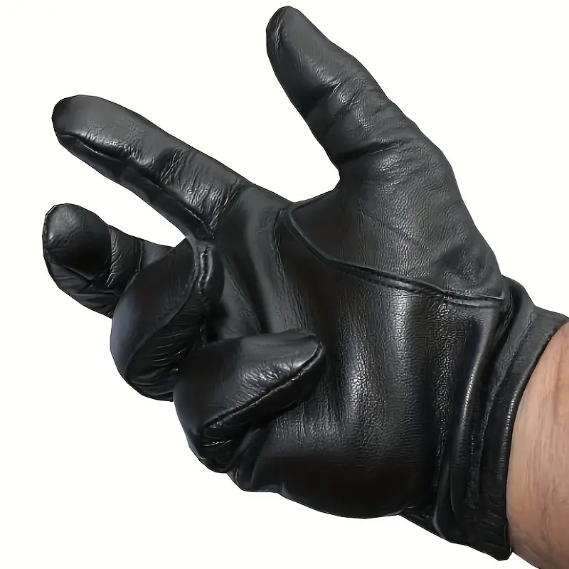 Men's 2-Pack Goat Leather Touchscreen Motorcycle Motorbike Gloves - Thin, Warm, Tactical, Windproof, Cold Resistant Autumn Winter Outdoor Riding Gear for Ages 14+ (No Non-Essential Add-ons)