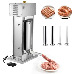 fathersdaygift VEVOR Electric Sausage Stuffer, 33 LBS/ 15 L Vertical Meat Stuffer, Stepless Speed Control and Foot Pedal, Stainless Steel Heavy Duty Sausage Filler with 4 Stuffing Tubes, for Commercial Home Use