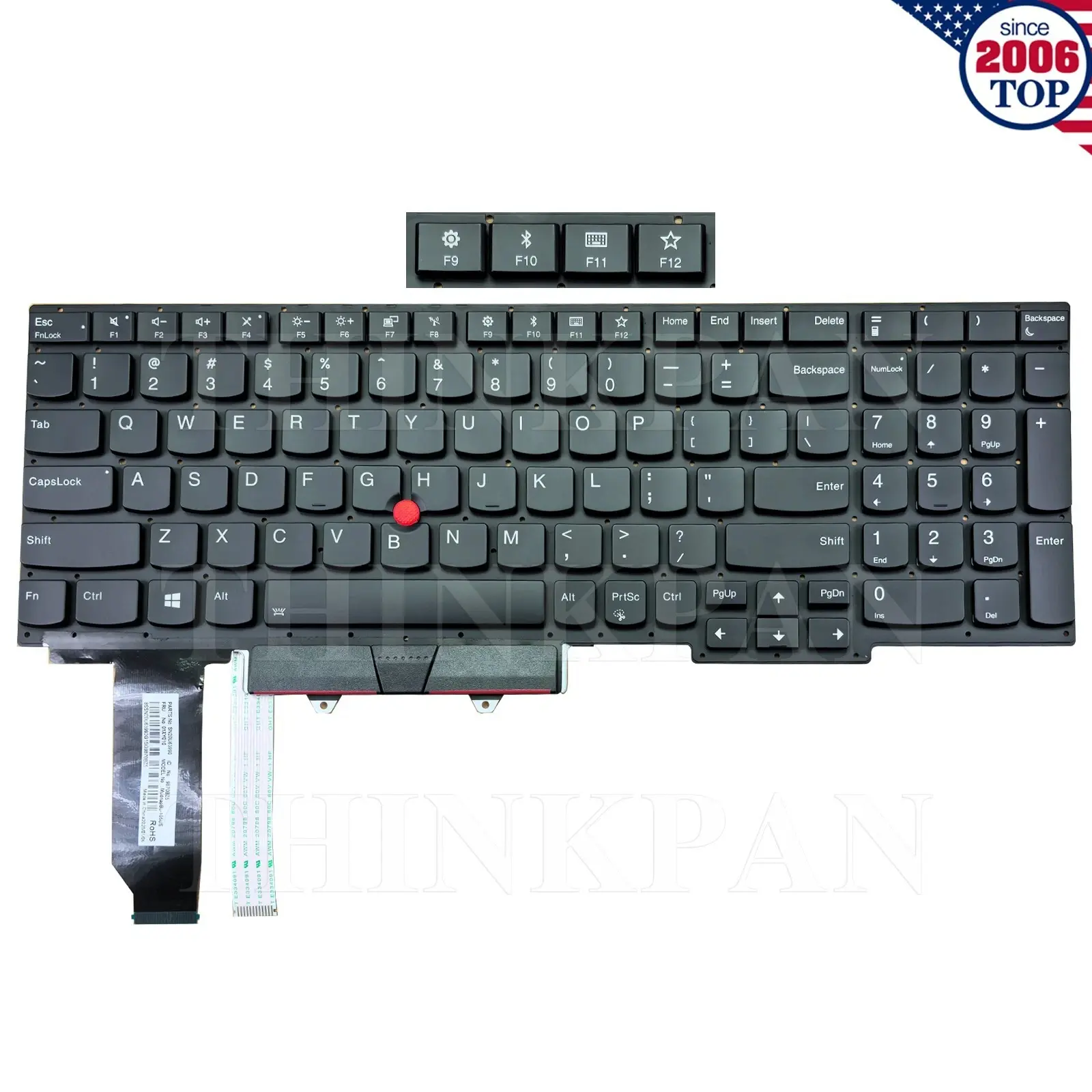 Replacement Backlit Laptop Keyboard for Lenovo Thinkpad E15 2019 Gen 1 R15 Gen 1 US Layout With TrackPoint Black Without Frame