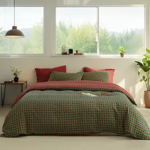 BISELINA 3 Pcs King Size 100% Cotton Muslin Duvet Cover Set, Yarn-Dyed Jacquard Reversible Botanical Floral Comforter Cover, Soft Breathable Bedding with Zipper Closure, Cozy Bed Sheets Set Multicolor, Perfect Gift Choice