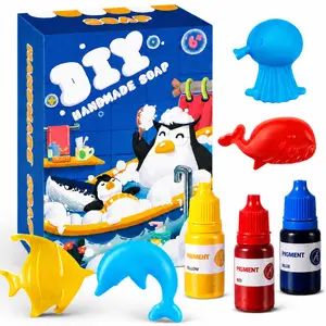 DIY Ocean Animal Soap Making Kit for Kids - 8 Sea Creature Molds, 3Colors & Soap Base | STEM Science Craft Gift for Boys & Girls Ages 6+