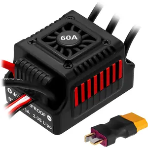 Upgraded 60A Brushless Waterproof 2-3S Electronic Speed Controller ESC for 1/10 Remote Control Car Truck