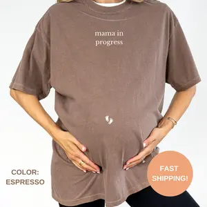 Comfort Colors® Mama In Progress T-shirt, Pregnancy Announcement Tee, Baby Reveal Shirt, Expecting Mom Sweatshirt, Mother's Day Gift