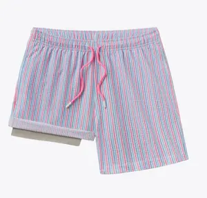 SSCO Clubhouse Seersucker Swim Shorts - Berry Tide