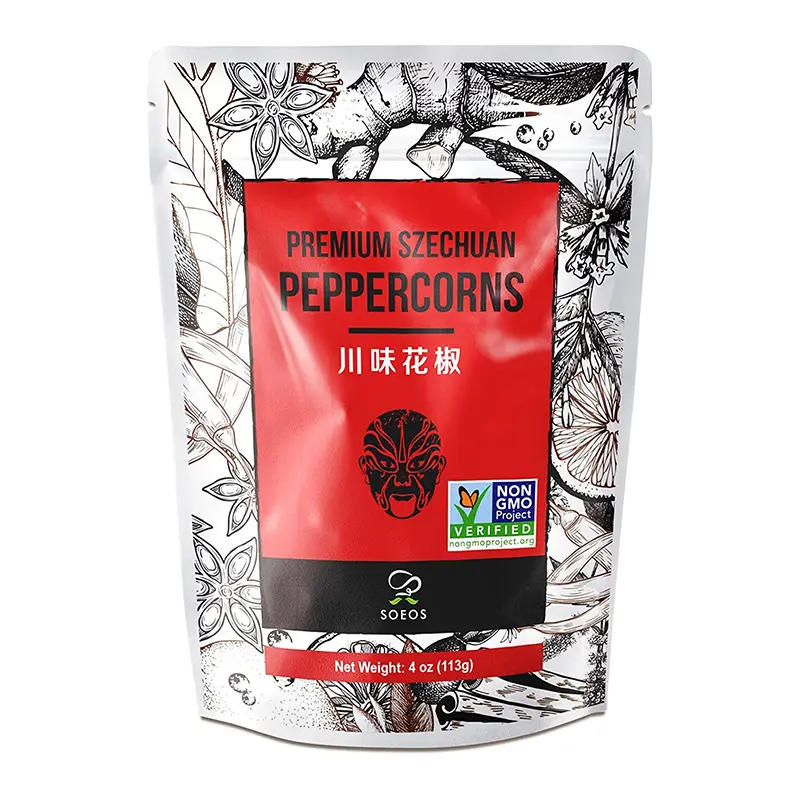 Soeos Sichuan Peppercorns, 4 Ounce(113g), Authentic Szechuan Red Peppercorn, Numbing and Tingle Effect Flavor Spice