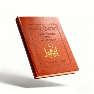 Faux Leather Cover Islamic Scripture Study Notebook, 114-Chapter Quran Learning Workbook with Illustrated Tafsir & Simple Explanations, Beginner Friendly Learning Guide, Thoughtful Ramadan & Eid Educational Gift