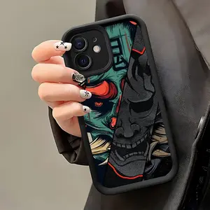 Japanese Ghost Face Mask Design Shockproof Ultra-Thin Protective Phone Case, Full Protection Camera Lens Cover, Fits iPhone 17/16/15/14/13/12/11/plus/pro Max