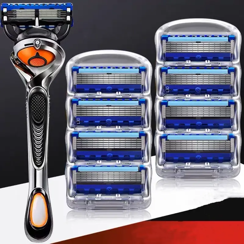 Classic Men's 5 Layer Manual Shaver, Universal 5 Blade Razor, Stainless Steel 5 Blade, Replaceable Blades, Shaver Razors, Face Shaver, Facial Shaver, Shaving Tool, Body Groomer Shaver, Ideal for Daily Grooming