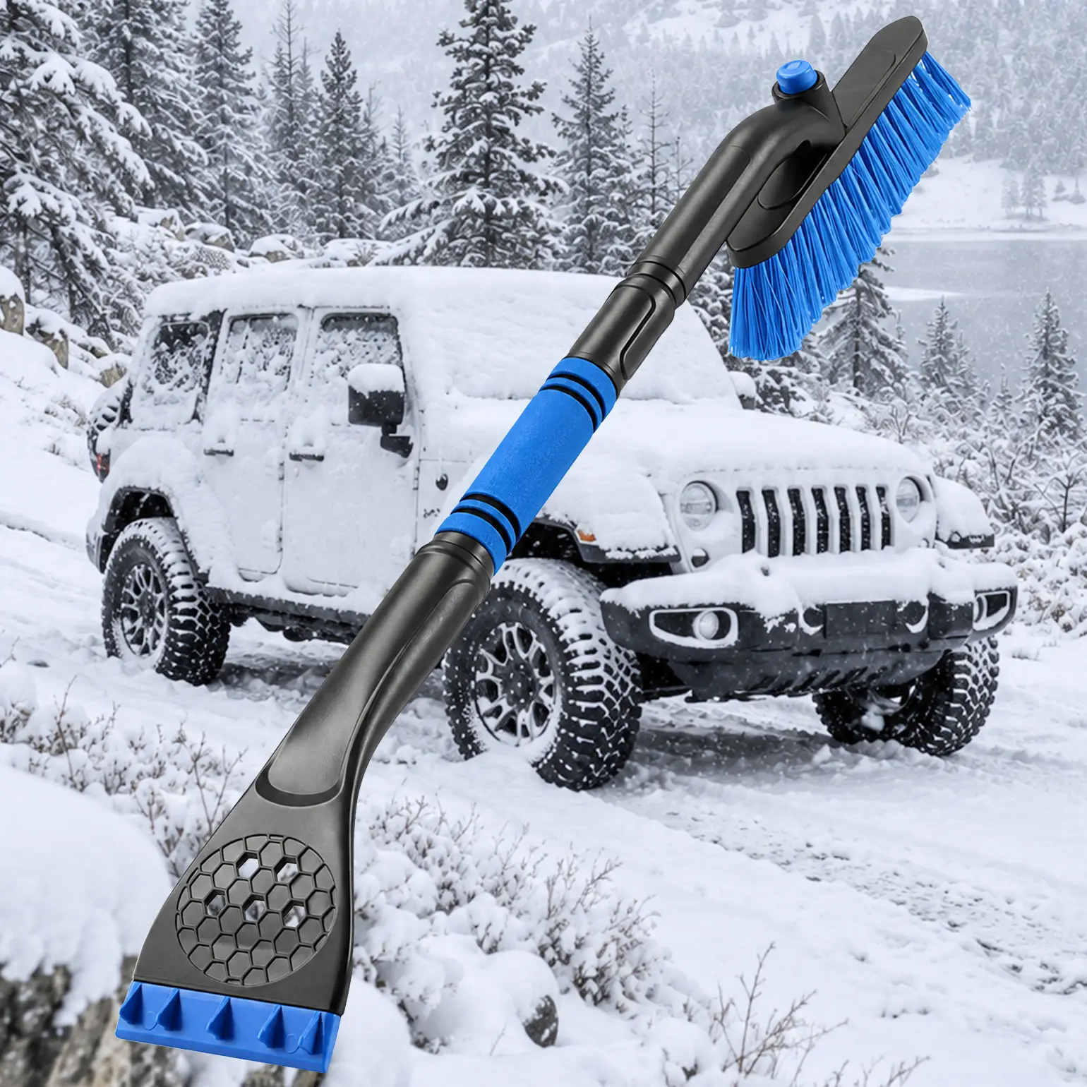Joytutus 15 In Heavy-Duty ABS/PVC Detachable Car Windshield Snow Brush & Ice Scraper - Ergonomic Foam Grip Snow Removal Tool for Cars/SUVs, Trucks