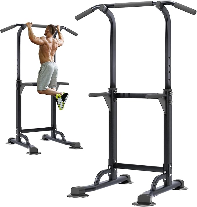 Nicole Selection Power Tower Home Gym Exercise Equipment - Adjustable Pull-Up Bar, Dip Station, Push-Up Bars for Whole Body Workout, 330 LBS Capacity Heavy-Duty Steel H-Shaped Base, Ideal for Men & Women, Great Gift