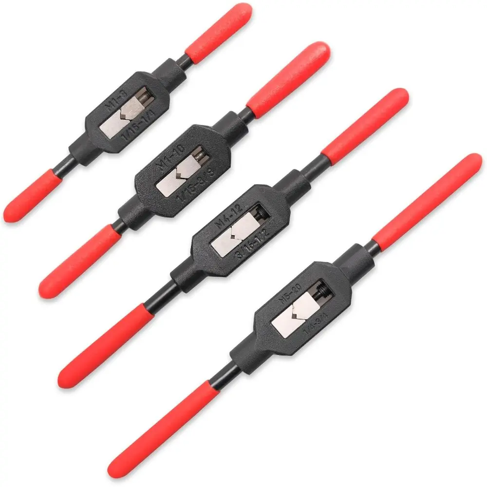 4 Pcs Adjustable Tap Wrench Screw Holder Reamer Hand Tool with Plastic Dipped Non-Slip Handle for Tap Reamer (1/4"-3/4", 3/16''-1/2'', 1/16''-3/8'', 1/16"-1/4")
