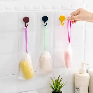 Hot Selling 10 Counts Exfoliating Mesh Soap Bag Large Foaming Net On Face Drawstring Holder Bags for Luxurious Bath & Shower Experience Eco-Friendly PE Material Random Color - Cleaning