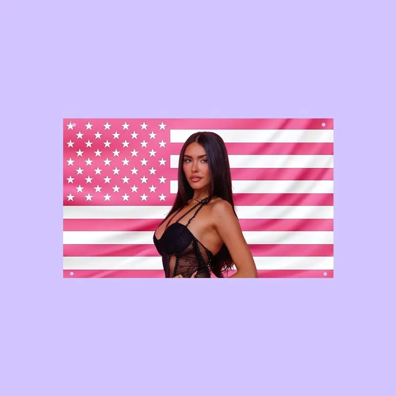Madison Beer Pink US Wall Tapestry Flag, Pink American Flag Wall Art, Pop Singer Bedroom Decor, Music Fan Banner