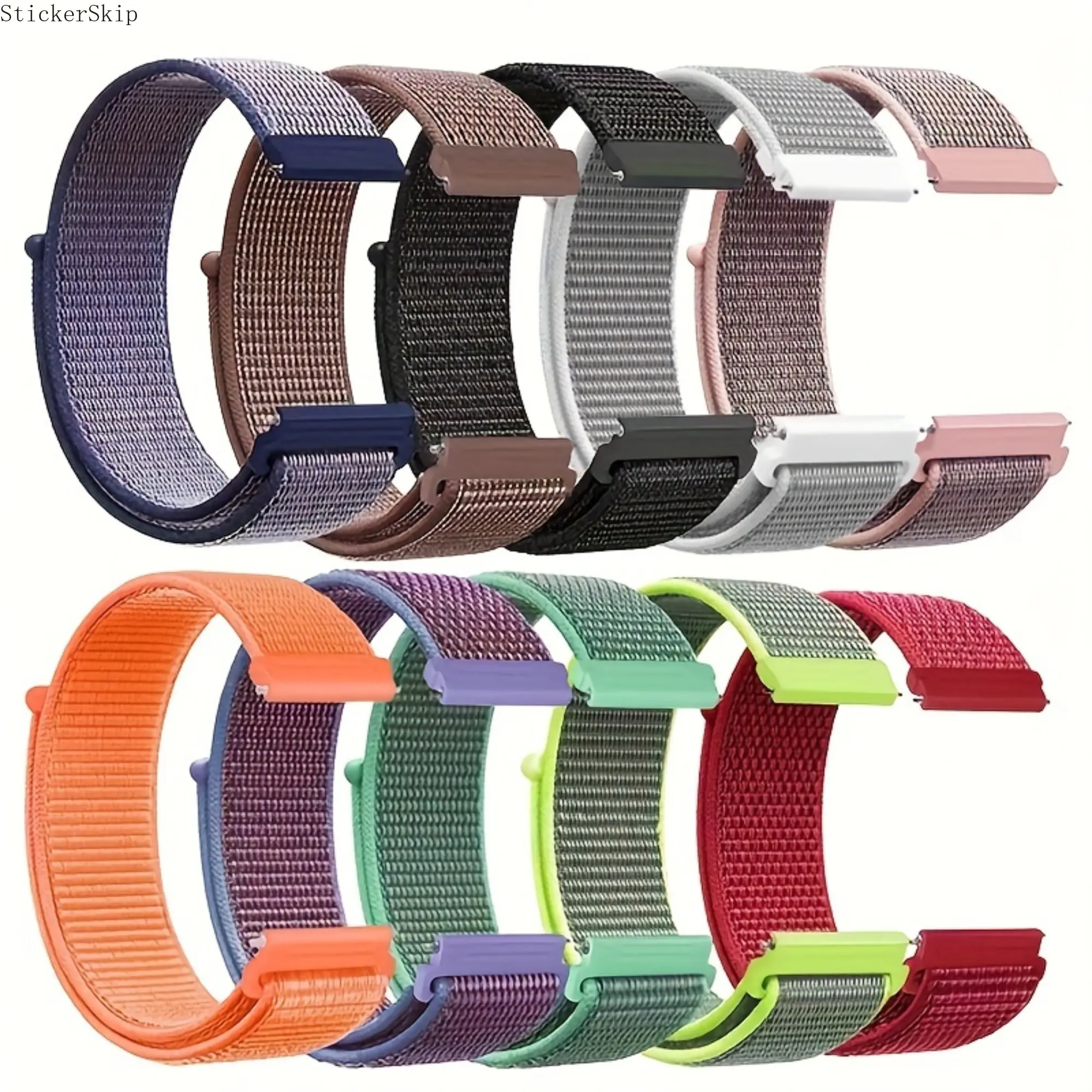 2026ME10 Pack Soft Nylon Solo Loop Bands, Compatible with Samsung & for Huawei & for Garmin & for Huami & for Xiaomi & for Fossil & for Honor Smartwatches Band 20mm 22mm for Women Men, Breathable Stretchy Braided Strap for Samsung Galaxy Watch 4 40mm 44mm
