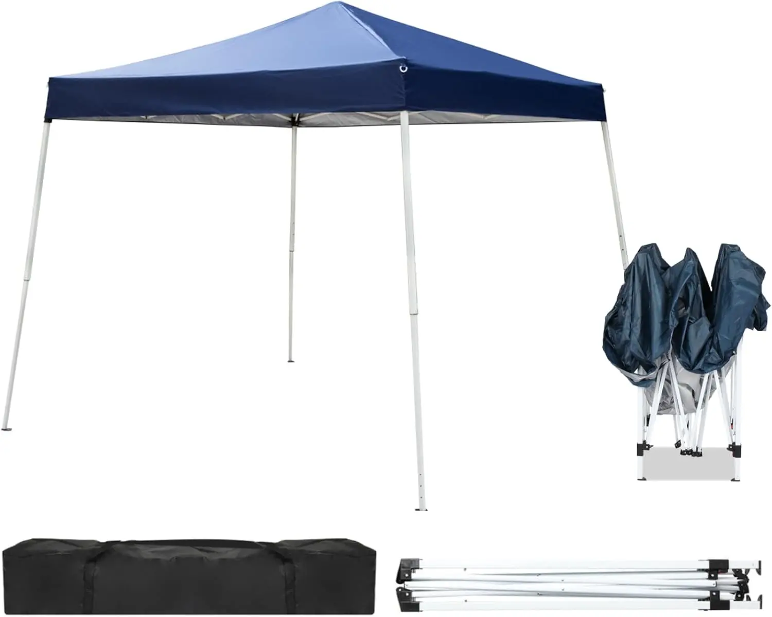 VINGLI 7.8x7.8' Pop Up Commercial Outdoor Shade Patio Canopy Tent, Waterproof UV-Protection Portable Instant Canopy with Slant Legs for Party, Wedding Events