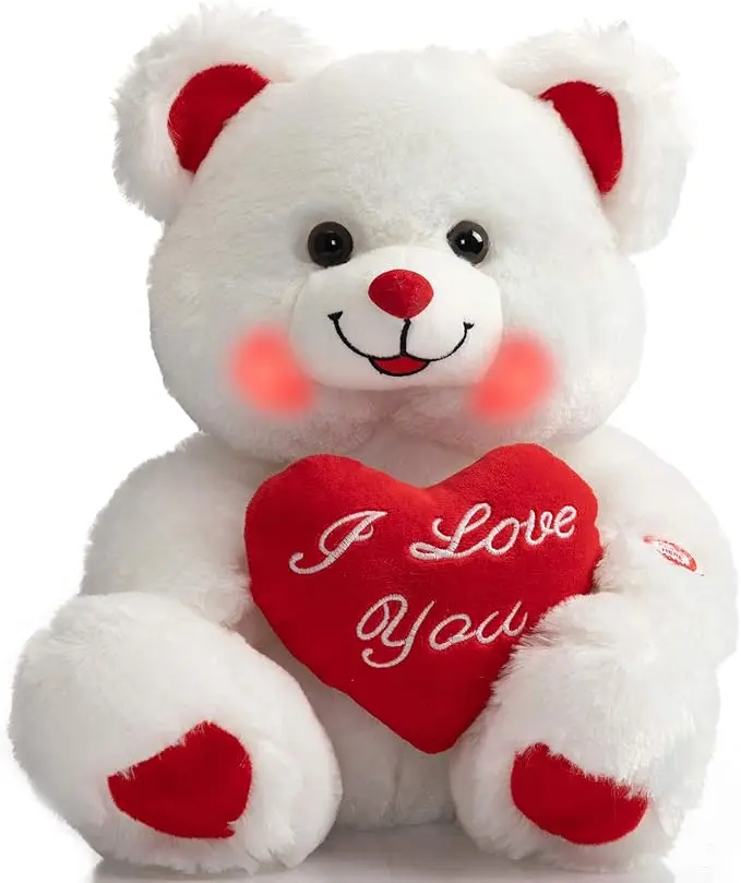 Teddy Bear with Heart Plush Bear That Says I Love You and Blushes LED Stuffed Toys Teddy Bear with Heart Plush Bear That Says I Love You and Blushes LED Stuffed Toys