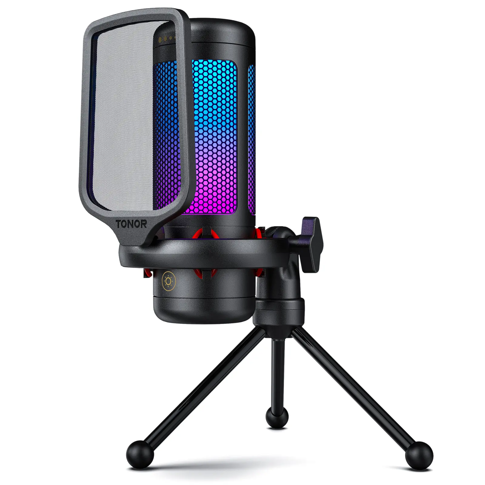 TONOR TC310 USB Condenser Streaming Gaming Microphone for PC, PS4/PS5 - RGB Lighting, Easy Sound Control, 1-Tap Mute, Mount Adapter, Recording Tools and Gadgets for Vlogging, Live Podcast Cool Gadgets Equipment
