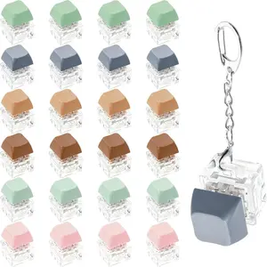 24 Pcs Morandi Keyboard Fidget Toy for Adult Kids Stress Relief Fidget Keychain Decompression Button Finger Clicker Toys Gifts Birthday Party Favors Goodie Bag