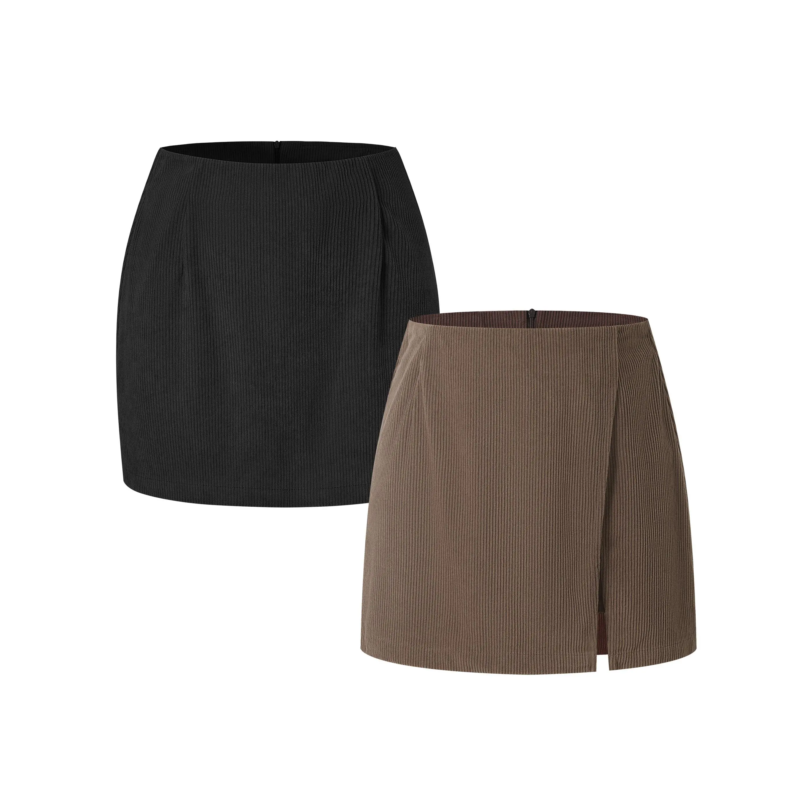 Halara High Waisted Invisible Zipper A-Line & Slit 2-in-1 Corduroy Casual Skirts Halara High Waisted Invisible Zipper A-Line & Slit 2-in-1 Corduroy Casual Skirts