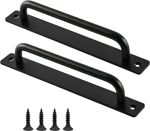 Pack of 2 Barn Door Handles, Sliding Pull Handle, High Performance Cabinet and Drawer Knobs, Kitchen Hardware for Wooden Doors, Black