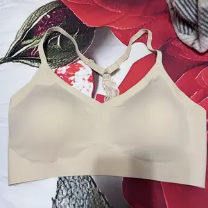 Lusait Mothersdaygift Lace Jelly Bra Bralettes for Women Pullover Bra Seamless Wireless Deep V Racerback Comfort Padded Everyday Tshirt Bra