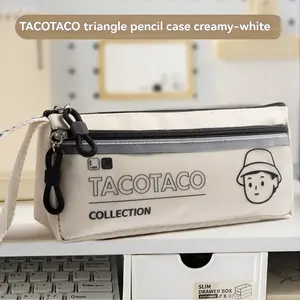 1pc Multi-Layer Large Capacity Triangle Pencil Case, Student Pencil Box, Three Layers High Aesthetic Japanese Style, Junior High School Pen Bag