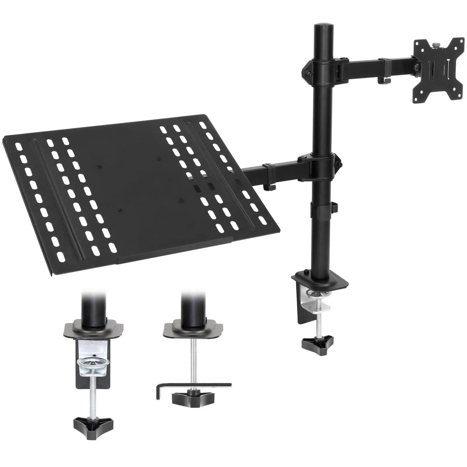 Mount-It! Adjustable Desk Mount for Laptop & Monitor – Includes Cooling Tray & Cable Management Mount-It! Adjustable Desk Mount for Laptop & Monitor – Includes Cooling Tray & Cable Management