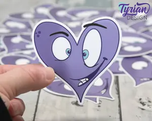 Crazy Purple Heart Vinyl Sticker | 3 x 3 inch