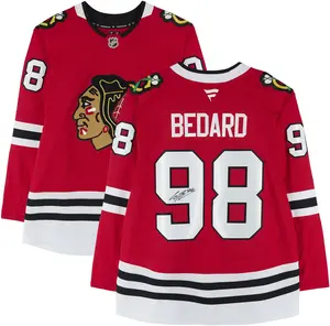 Connor Bedard Chicago Blackhawks Autographed Red Fanatics Premium Jersey - Fanatics Authentic Certified