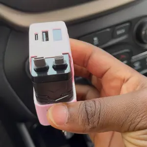 4-in-1 Fast-Charging Car Charger, High-Speed Car Charger with Dual Expansion Cables and Digital Display, Compatible with iPhone, Samsung and iPad, Fast Charging Solution #GLOBAL PICKS