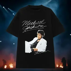 Michael Jackson Thriller Album Cover Official Tee T-Shirt Unisex 100% Pure Cotton Breathable Cotton Crew Neck Graphic Tee Streetwear Minimalist Top Soft PDM