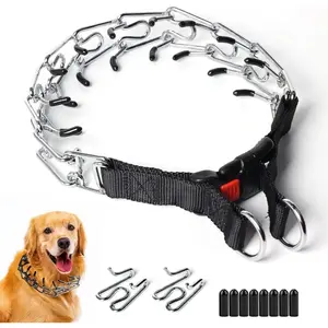 Prong Collar for Dogs, Adjustable Dog Training Pinch Collar with Quick Release Buckle for Small Medium Large Dogs,Dog Training Collar (M,Neck: 15"-18'') Adjustable Stainless Steel Prong Collar