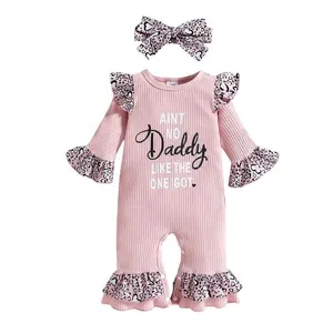 Daddy Like The One I Got Newborn Baby Girl Onesie Romper  Leopard Jumpsuit Headband ClothesGift