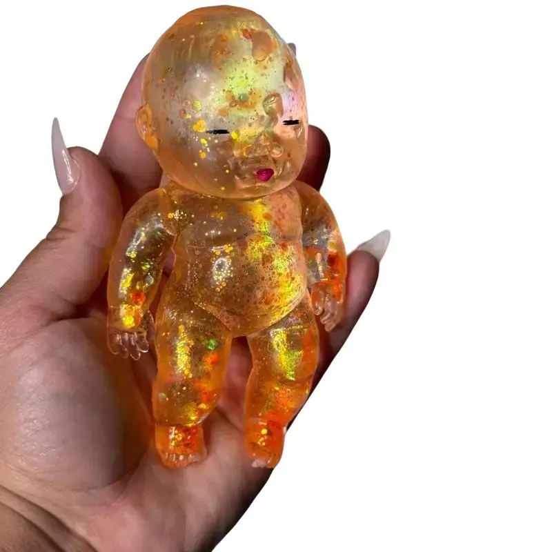 Glitter Squishy Baby Sensory Toy | Soft Glitter Stress Relief Squeeze Figure | Collectible