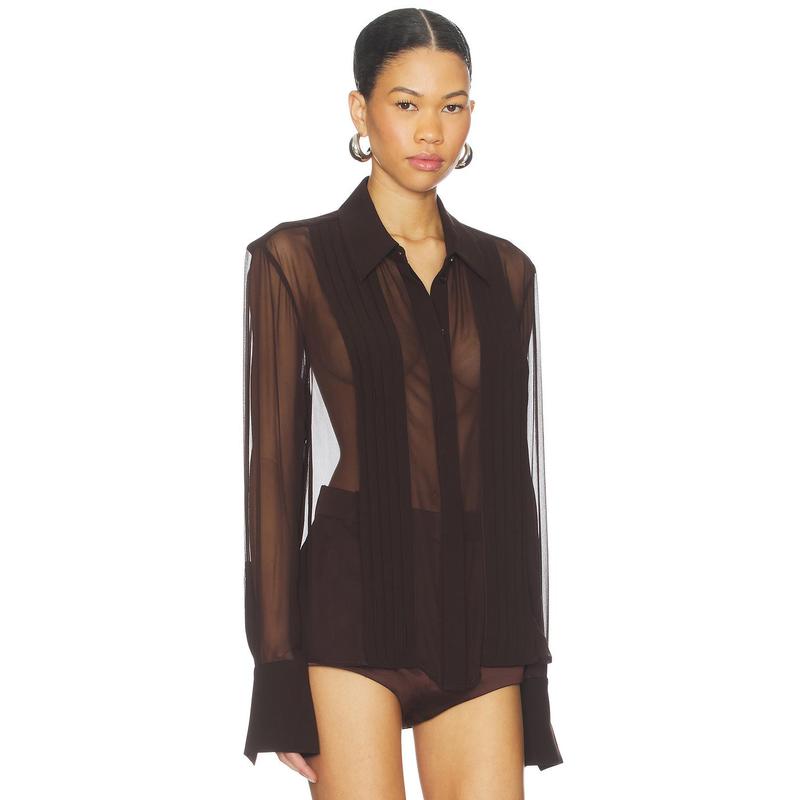 SANS FAFF Meghan Panelled Silk Blouse in Black