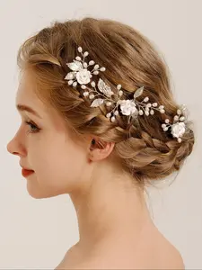Elegant Flower Design Hair Comb & Hair Pin, Bridal Headwear for Wedding Bridal Party Formal Occasions, Fashion Hair Accessories for Women
