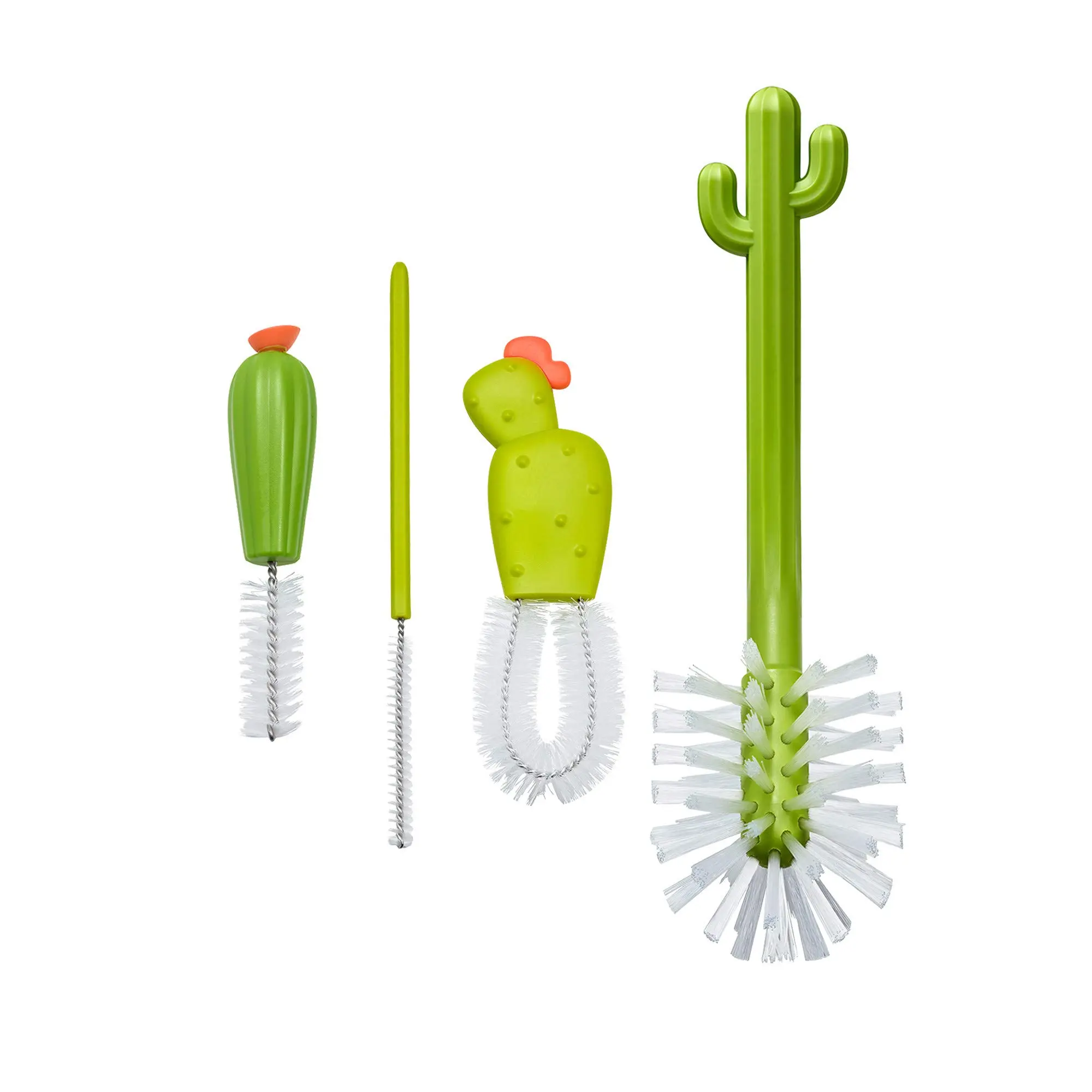 4-in-1 Cactus Bottle Cleaning Brush Set - Includes Bottle Brush, Nipple Brush, Detail Brush, and Straw Brush - Essential Baby Bottle Cleaning Kit for Drying Rack - 4-Piece Baby Care Set