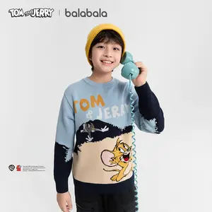 Balabala Comfortable Kids Knit Pullover Cartoon Graphic Sweater Warm & Stretchy Winter Wear