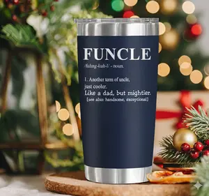 Funcle Tumbler Gift - Funny 20oz Stainless Steel Insulated Coffee Tumbler For Uncle, Cool Uncle Mug With Definition Quote, Christmas & Thanksgiving Gift For Funcle, Teezwonder Tumbler For Men, Travel Mug Gift Idea