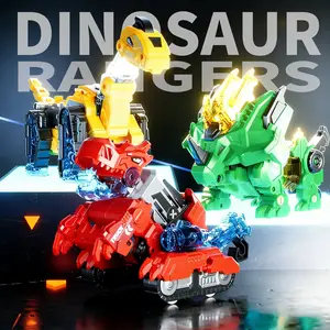 Magnetic Mecha Dinosaurs Transforming Dinosaur Engineering Vehicles Combined Transforming Mechas Robot Toy Gifts for Boys Aged 3-6