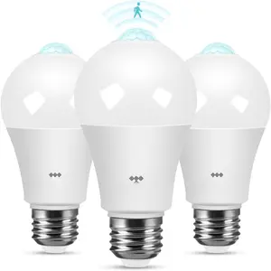 Motion Sensor Light Bulbs 13W (100Watt Equivalent) 5000K Daylight Energy-Efficient Indoor & Outdoor Bulb for Porch, Stairs, Hallway 3Pack