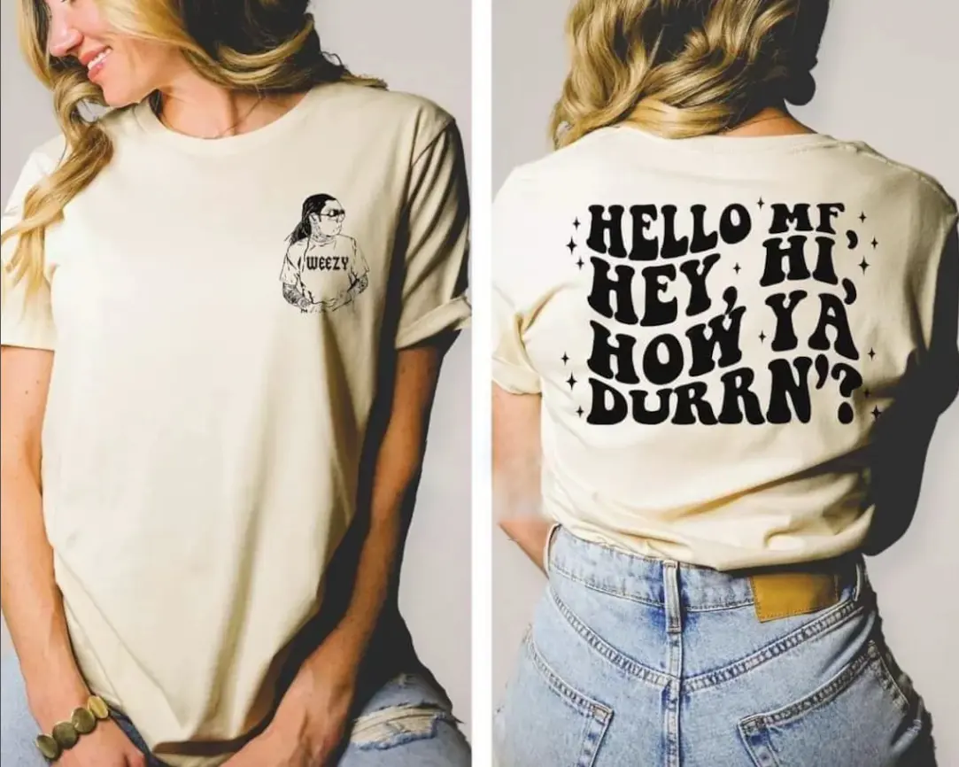 Hello MF Hey Hi How Ya' Durrn Tee, Funny Tee, Gift for Men and Women Unisex Tee, Top Womenswear, Cotton Top C73