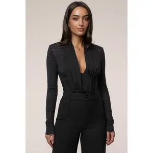 Black Lace Corset Bodysuit