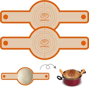 Silicone Bread Sling for Dutch Oven Set of 2 | Non-Stick Reusable Sourdough Transfer Mat with Long Handles | Heat Resistant Baking Mat